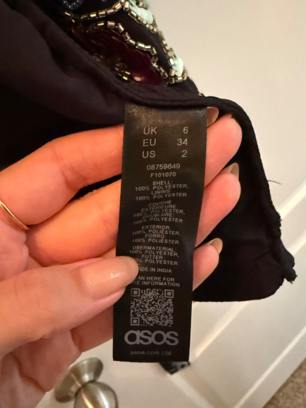 BNWT ASOS black embroidered floral mini dress - Picture 10 of 16